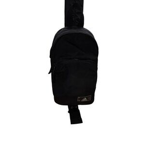 Adidas Unisex Black Nylon Multiple Zippered Adjustable Strap Sling Backpack